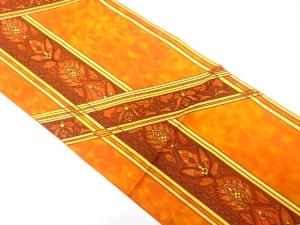 幾何学に花更紗模様織り出し　名古屋帯